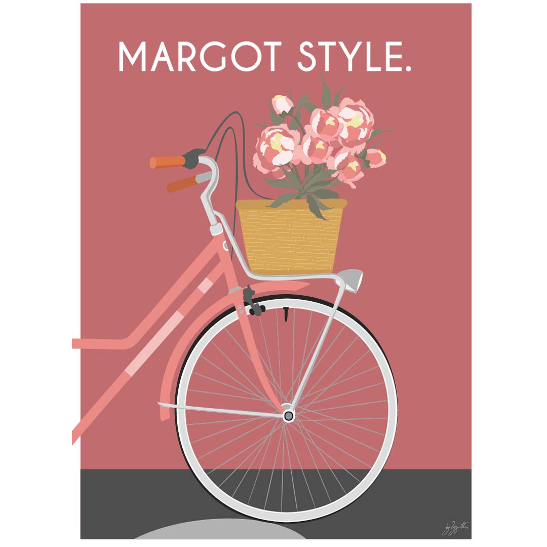 Bike style. pink personnalisé - bois brut