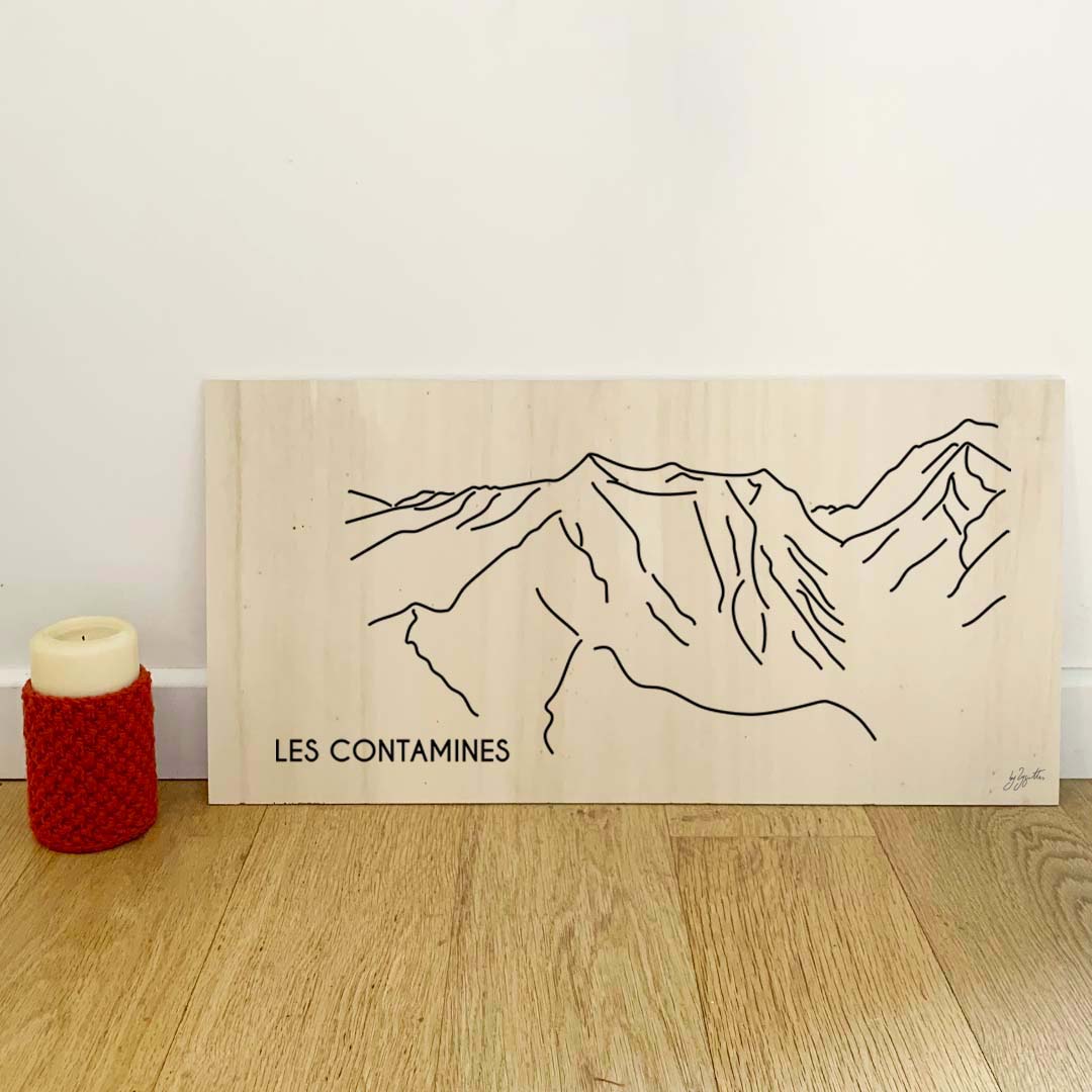 Affiche décorative Les Contamines vintage inspirée de la station de montagne des Alpes françaises.