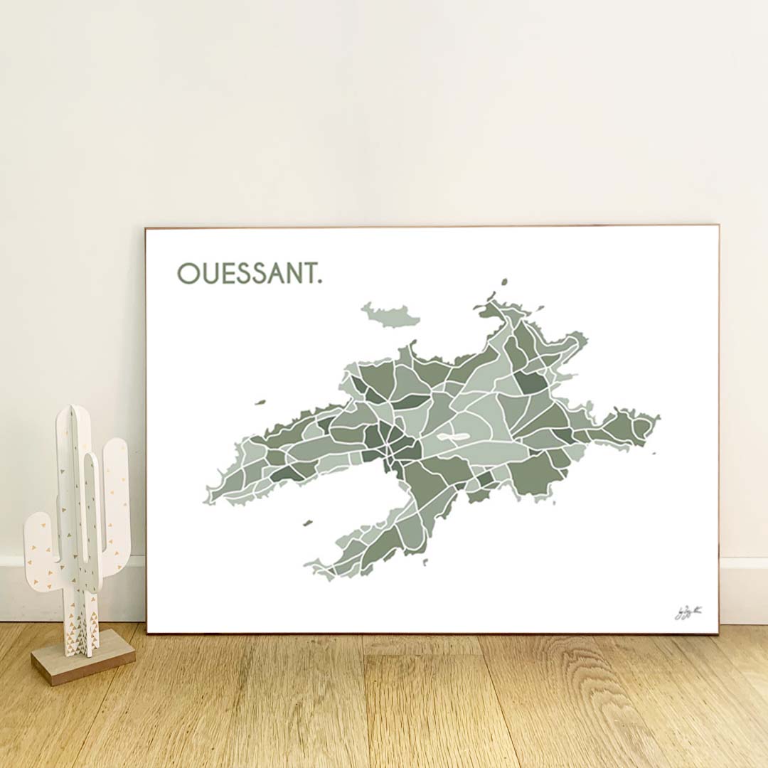 Affiche Ouessant Bretagne – décoration murale inspirée des falaises, de l’océan et de la Bretagne sauvage.  