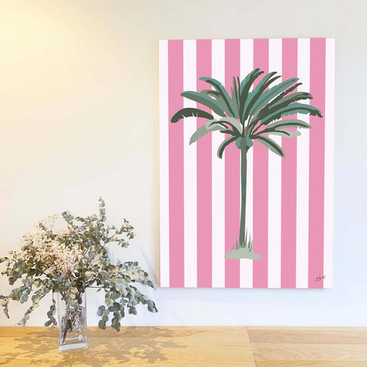 Affiche Palmier rose – décoration murale inspirée de la mode et des couleurs ensoleillées.