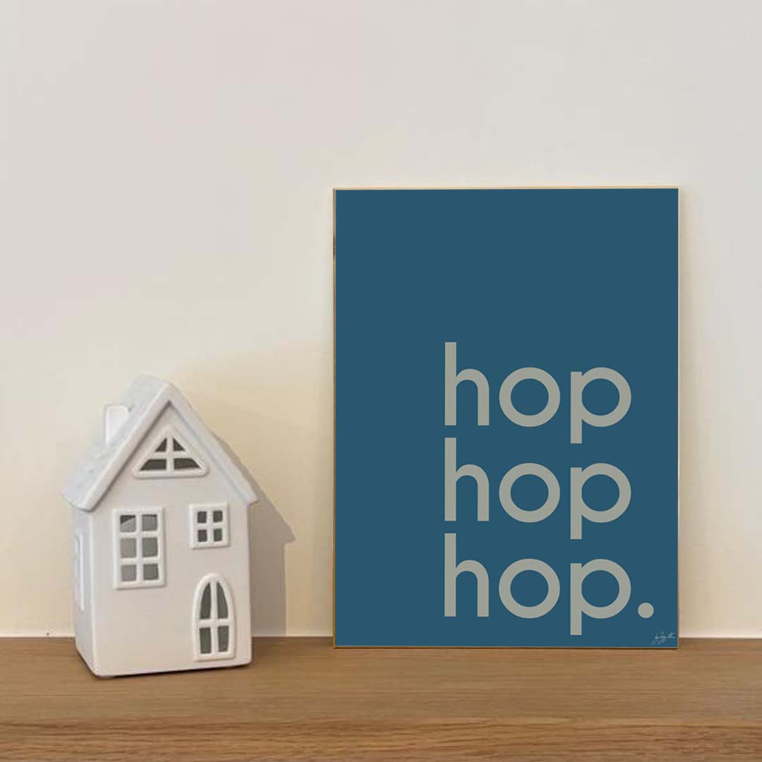 Affiche Hop Hop Hop avec typographie design pour décoration murale moderne