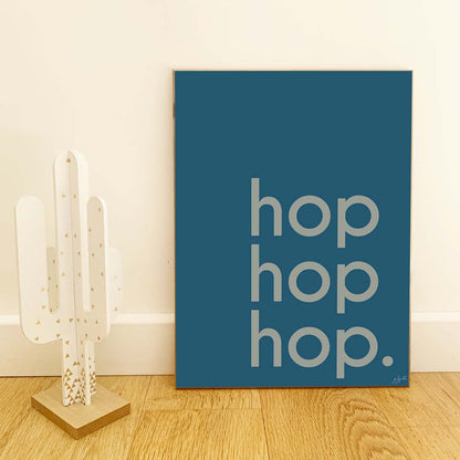 Affiche Hop Hop Hop avec typographie design pour décoration murale moderne