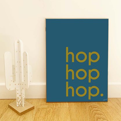 Affiche Hop Hop Hop avec typographie design pour décoration murale moderne