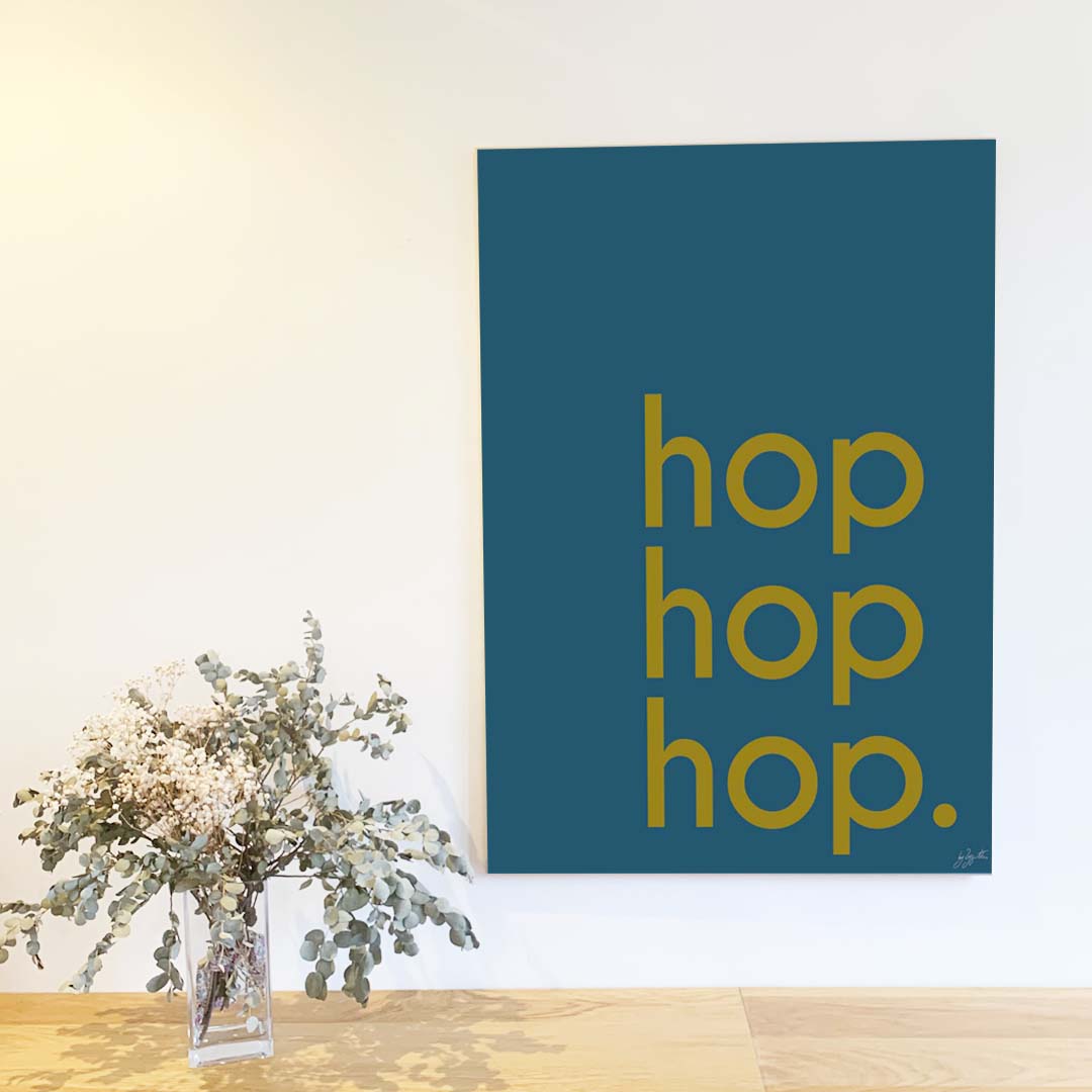 Affiche Hop Hop Hop avec typographie design pour décoration murale moderne