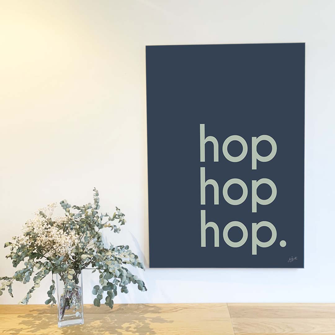 Affiche Hop Hop Hop avec typographie design pour décoration murale moderne