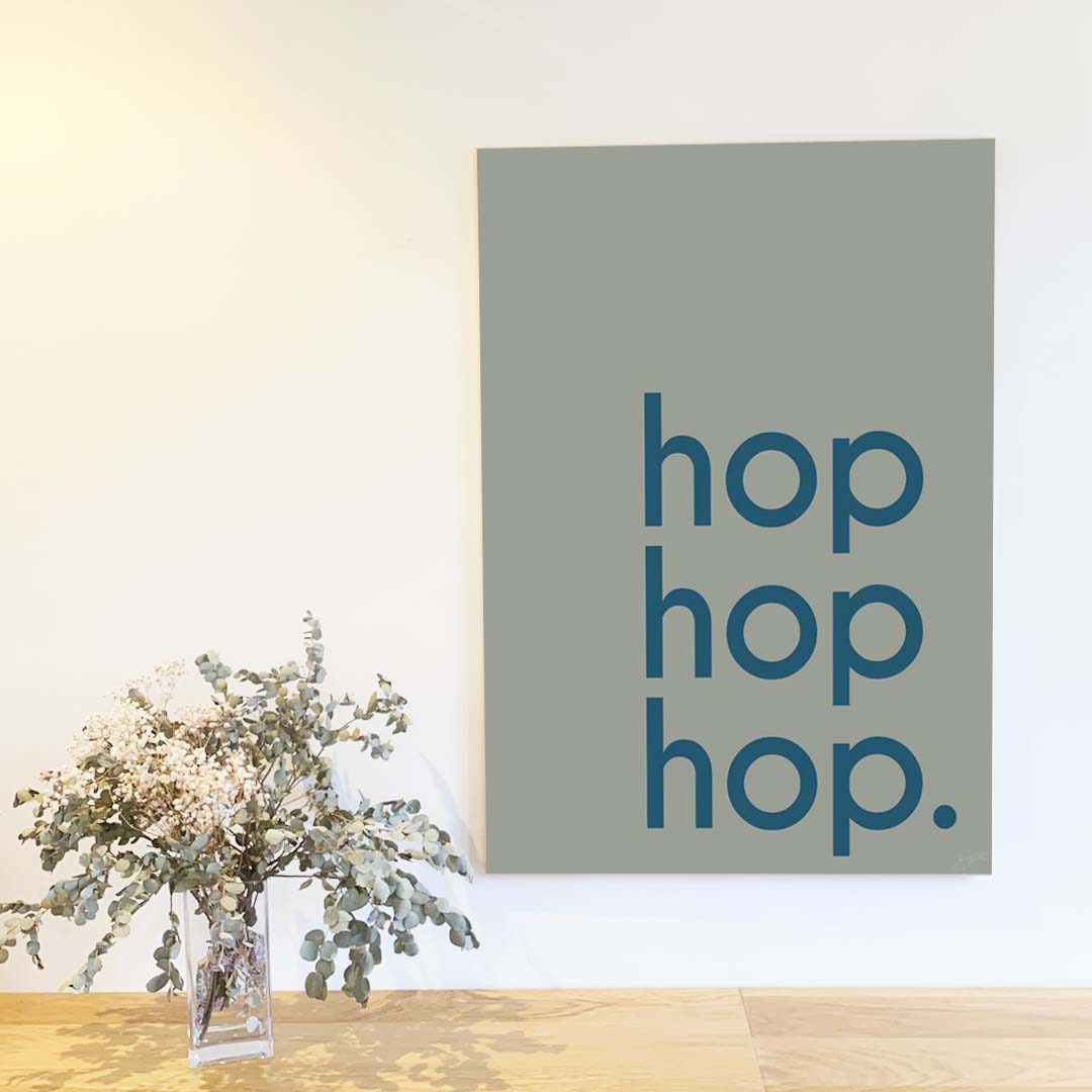 Affiche Hop Hop Hop avec typographie design pour décoration murale moderne