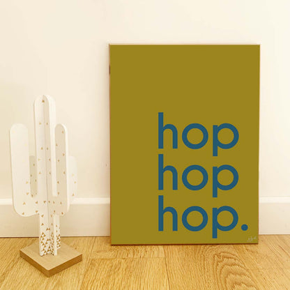 Affiche Hop Hop Hop avec typographie design pour décoration murale moderne