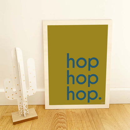 Affiche Hop Hop Hop avec typographie design pour décoration murale moderne
