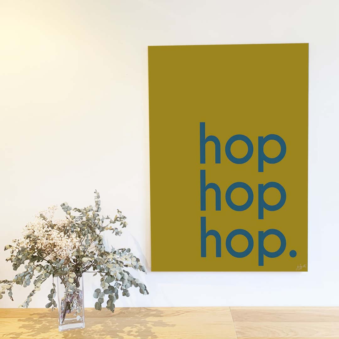 Affiche Hop Hop Hop avec typographie design pour décoration murale moderne