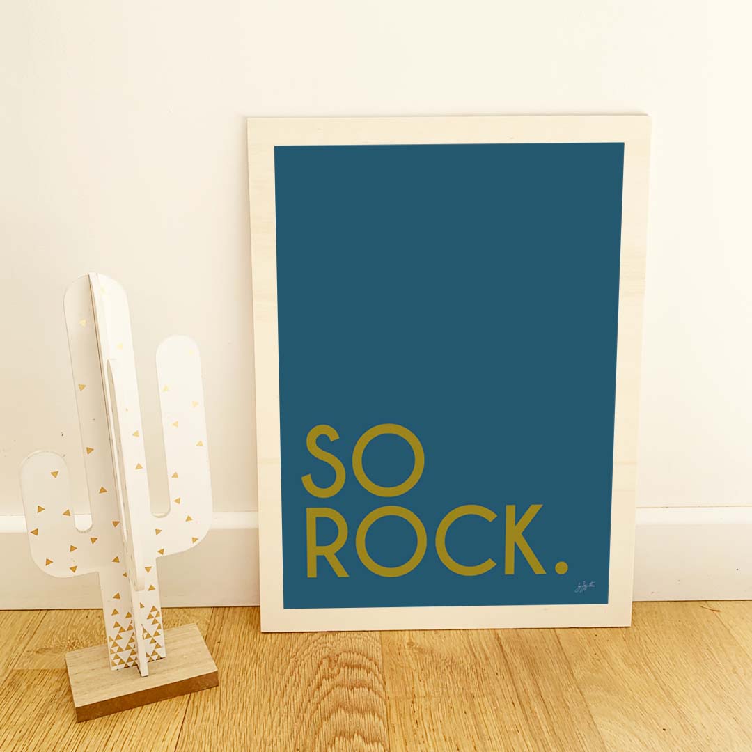 Affiche So Rock avec typographie minimaliste pour décoration murale contemporaine
