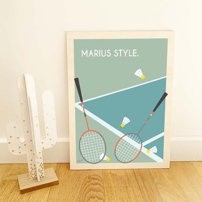 Badminton style. personnalisé - bois brut