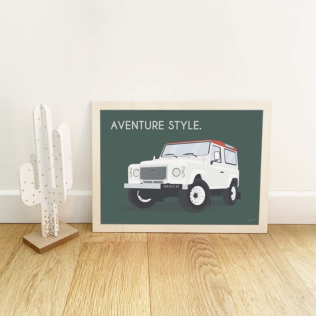 Affiche en bois brut Defender