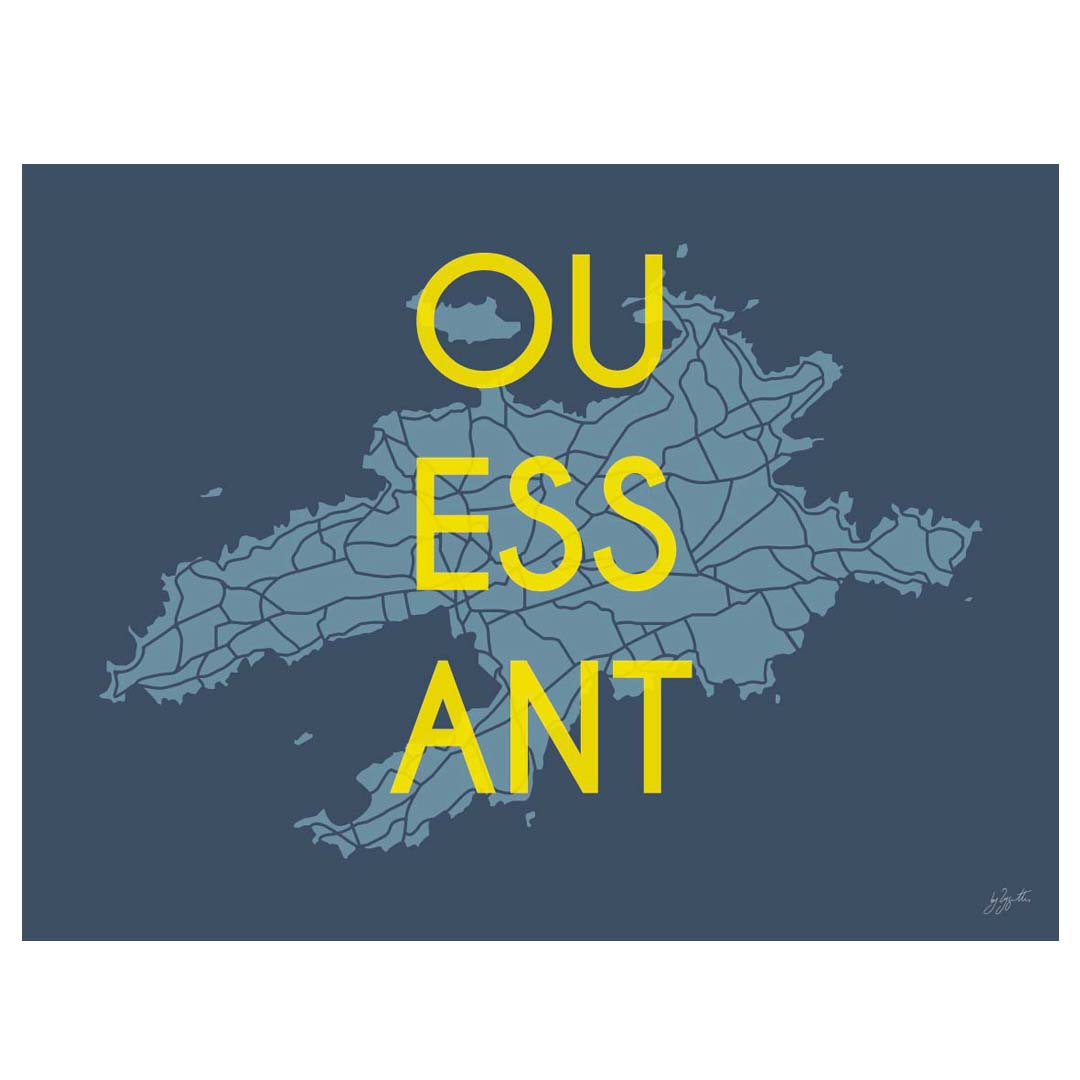 Affiche en bois brut sur l'île d'Ouessant