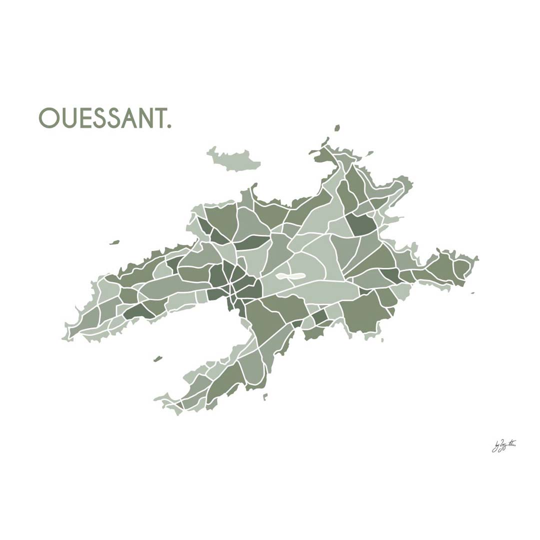 Affiche en bois brut sur l'île d'Ouessant