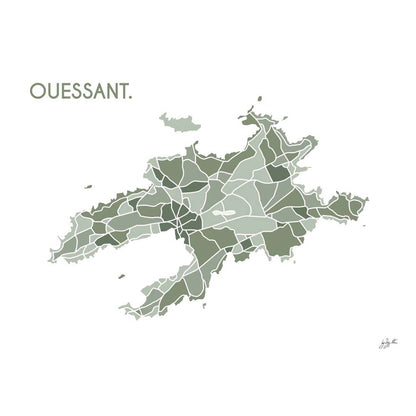 Affiche en bois brut sur l'île d'Ouessant