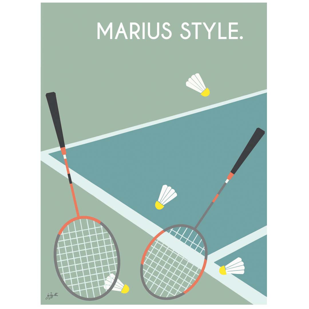 Badminton style. personnalisé - bois brut