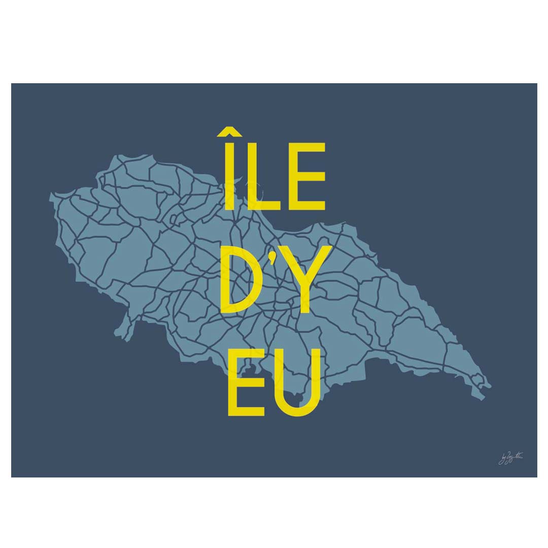 Affiche en bois brut sur l'Île d’Yeu