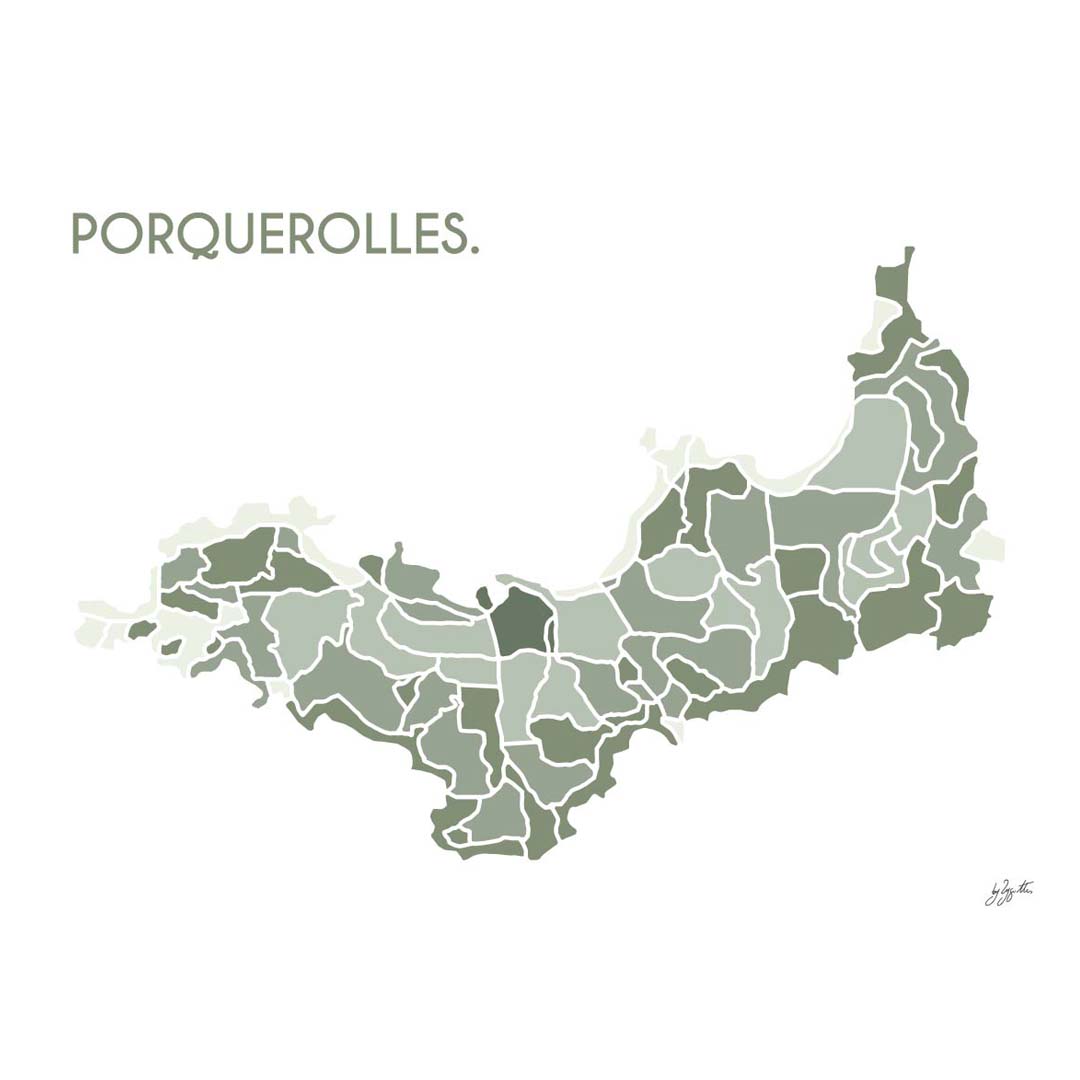 Affiche en bois brut sur l'île de Porquerolles