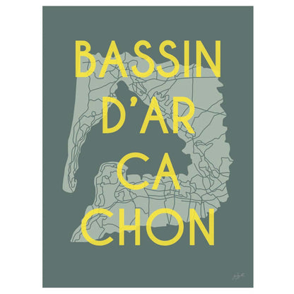 Affiche en bois et poster sur le Bassin d'Arcachon