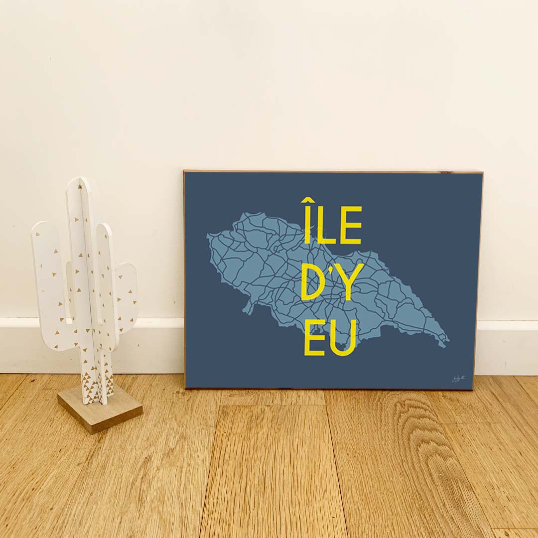 Affiche en bois sur l'Île d’Yeu