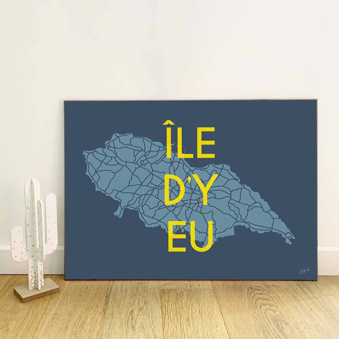 Affiche en bois sur l'Île d’Yeu