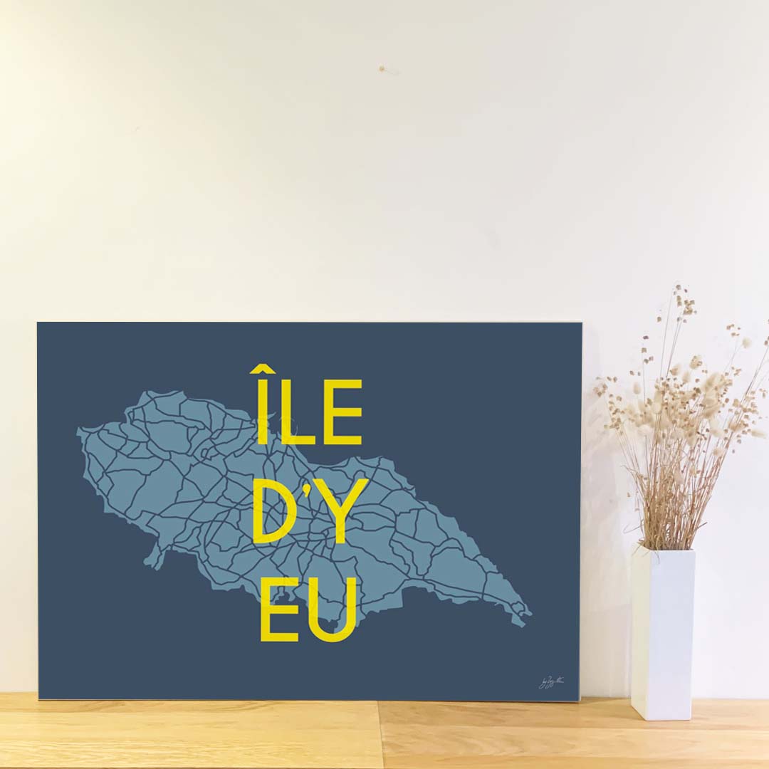 Affiche en bois sur l'Île d’Yeu