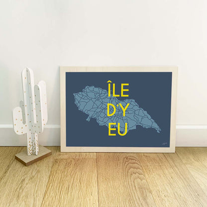 Affiche en bois brut sur l'Île d’Yeu