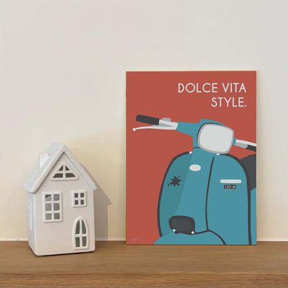 Affiche en bois sur le scooter Lambretta Italienne