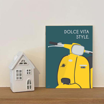Affiche en bois sur le scooter Lambretta Italienne