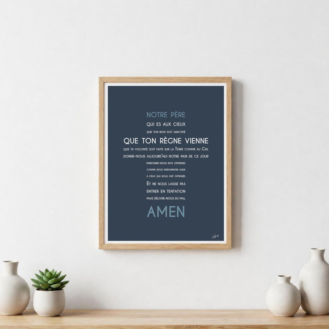 Affiche Notre Père – décoration murale chrétienne mettant en valeur la célèbre prière enseignée par Jésus.