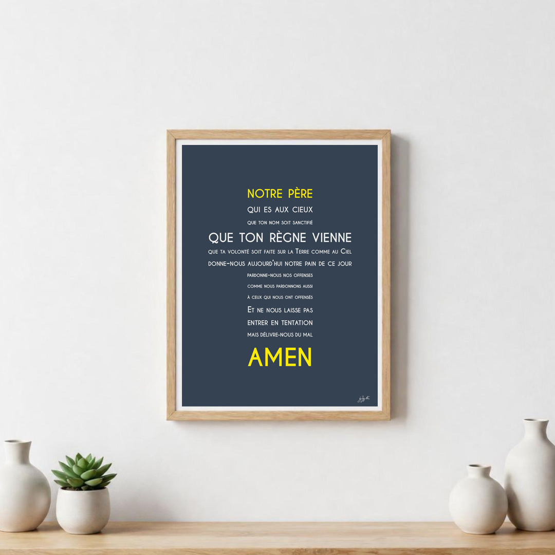Affiche Notre Père – décoration murale chrétienne mettant en valeur la célèbre prière enseignée par Jésus.