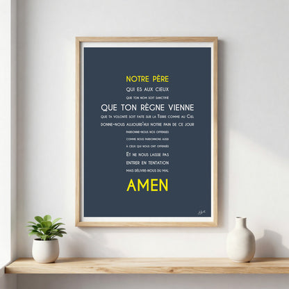 Affiche Notre Père – décoration murale chrétienne mettant en valeur la célèbre prière enseignée par Jésus.