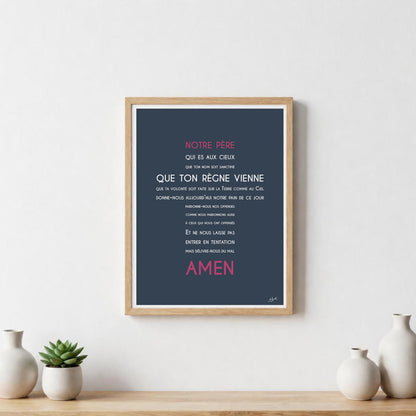 Affiche Notre Père – décoration murale chrétienne mettant en valeur la célèbre prière enseignée par Jésus.