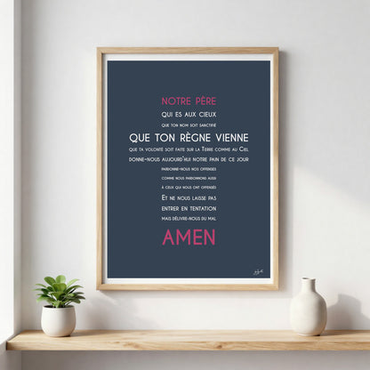 Affiche Notre Père – décoration murale chrétienne mettant en valeur la célèbre prière enseignée par Jésus.