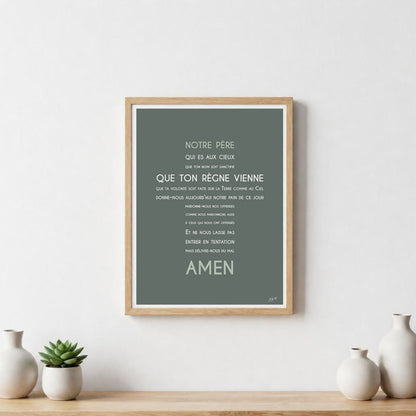 Affiche Notre Père – décoration murale chrétienne mettant en valeur la célèbre prière enseignée par Jésus.