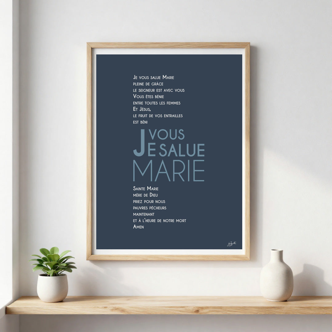 Poster prière à Marie – décoration murale chrétienne inspirée de la Vierge Marie et de la foi catholique