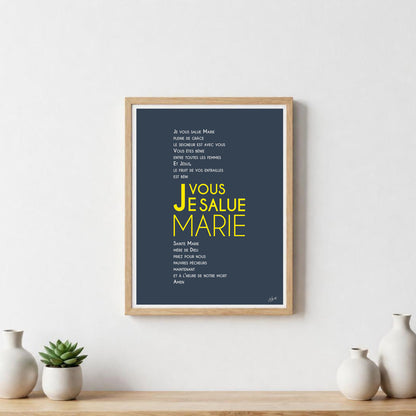 Poster prière à Marie – décoration murale chrétienne inspirée de la Vierge Marie et de la foi catholique