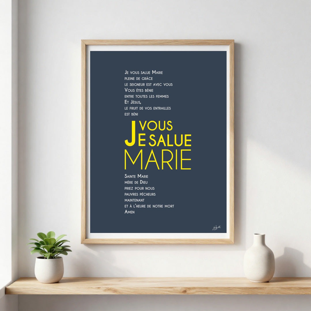 Poster prière à Marie – décoration murale chrétienne inspirée de la Vierge Marie et de la foi catholique