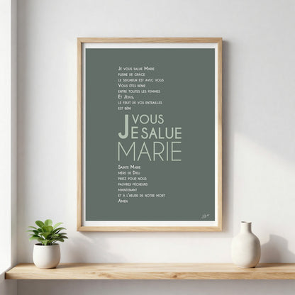Poster prière à Marie – décoration murale chrétienne inspirée de la Vierge Marie et de la foi catholique