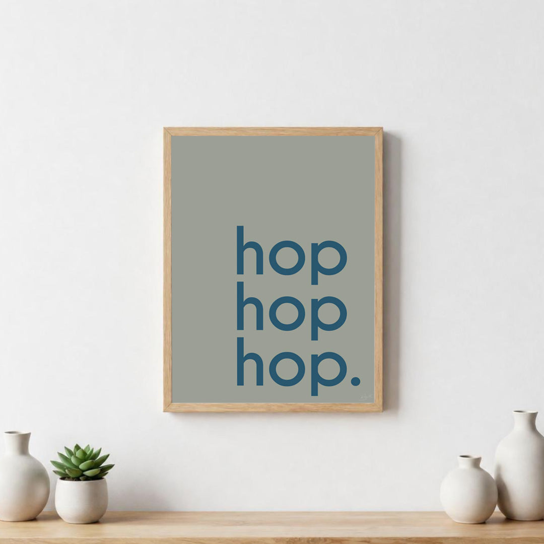 Poster Hop Hop Hop avec typographie design pour décoration murale moderne