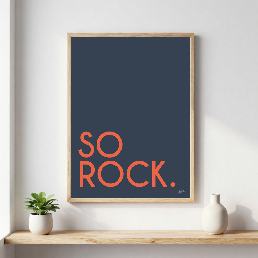 Poster So Rock avec typographie minimaliste pour décoration murale contemporaine