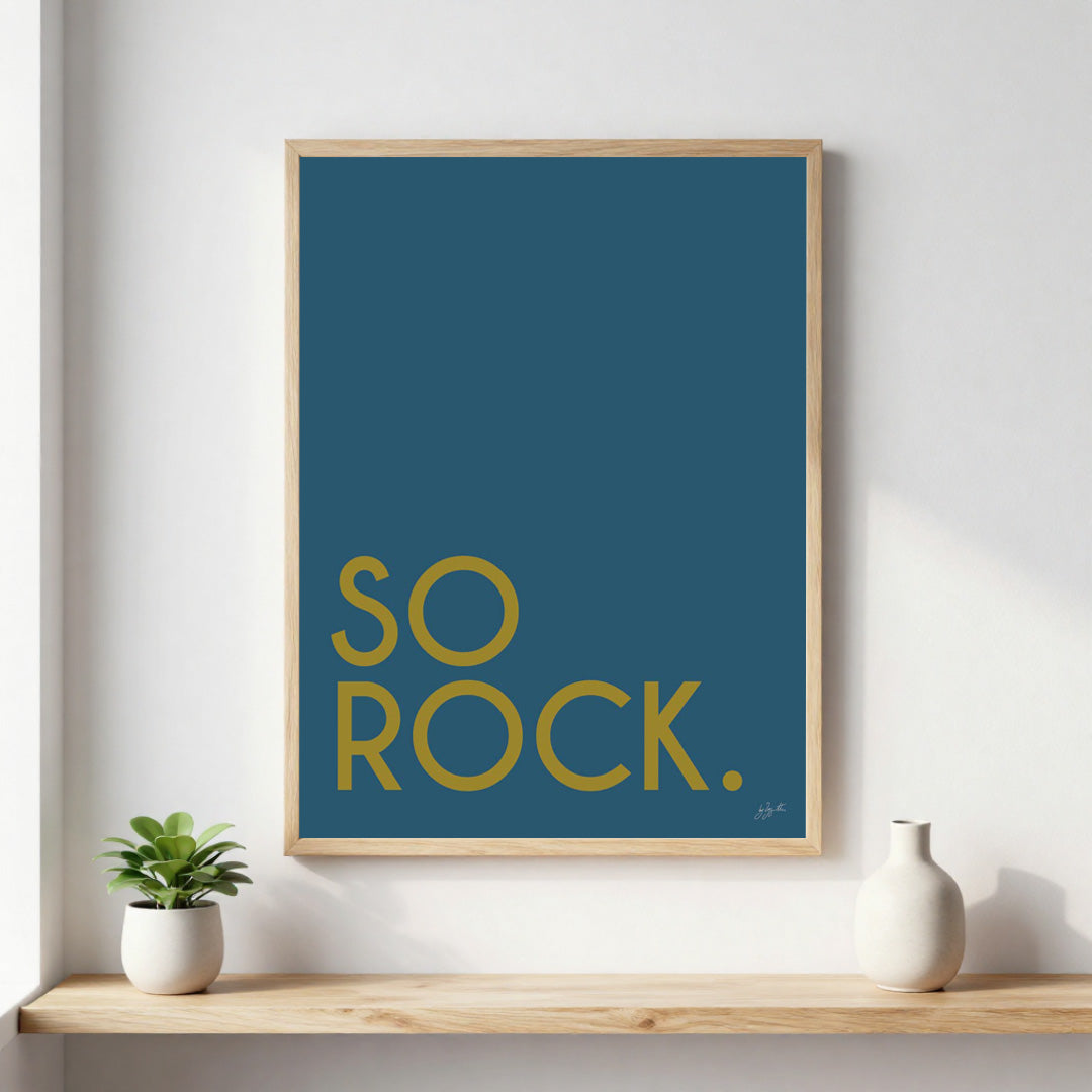 Poster So Rock avec typographie minimaliste pour décoration murale contemporaine
