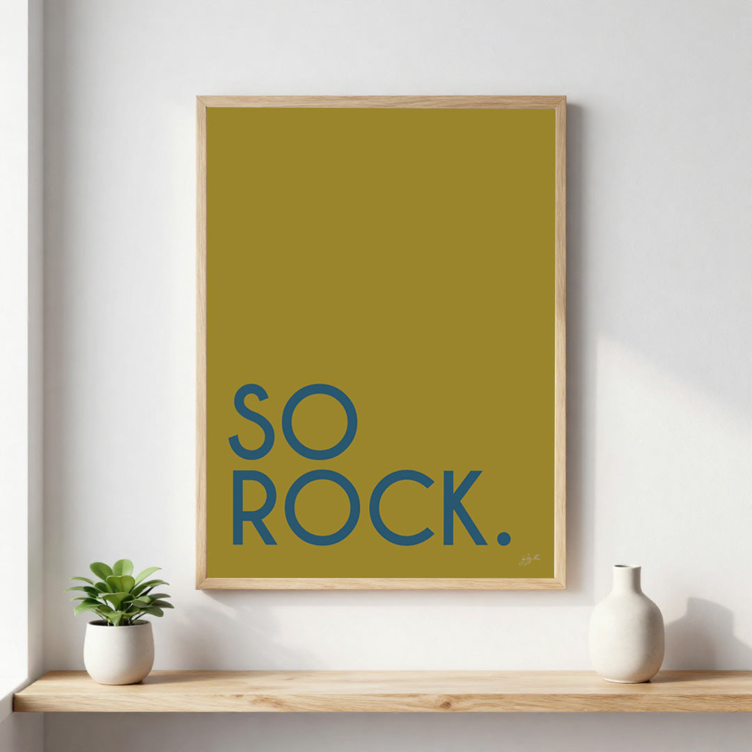 Poster So Rock avec typographie minimaliste pour décoration murale contemporaine
