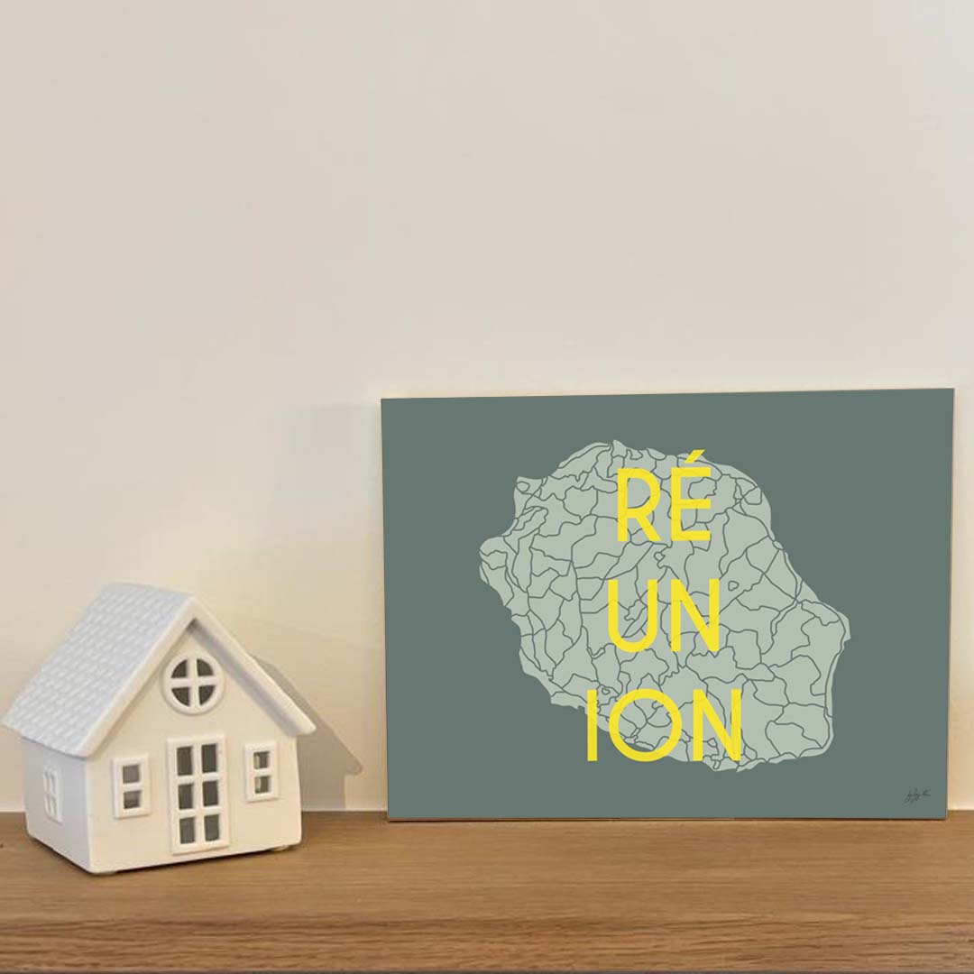 Affiche en bois sur l'île de La Réunion