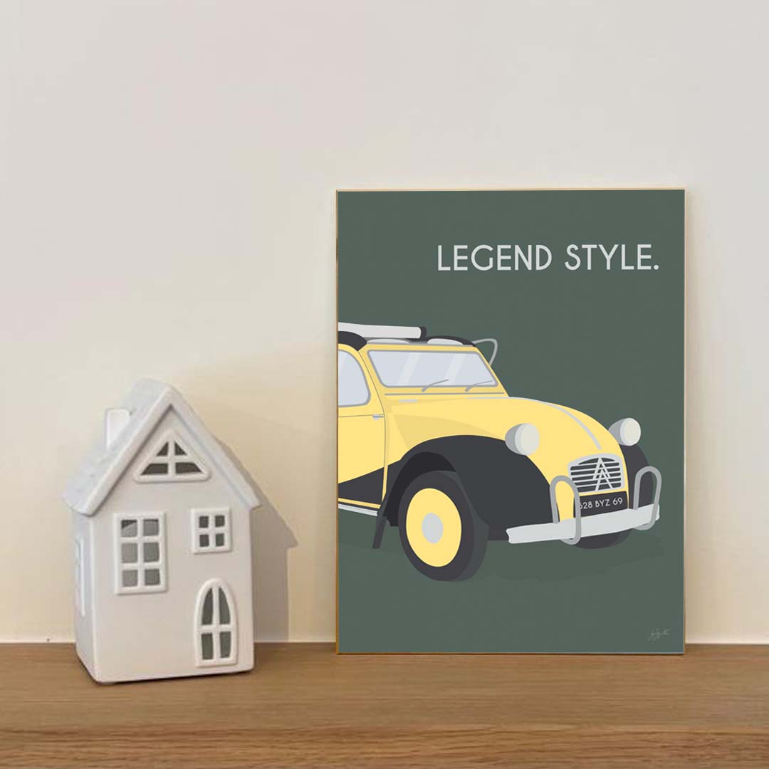 Affiche 2CV vintage – décoration murale inspirée de la célèbre Citroën 2CV et de l’esprit rétro français.