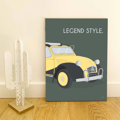 Affiche 2CV vintage – décoration murale inspirée de la célèbre Citroën 2CV et de l’esprit rétro français.