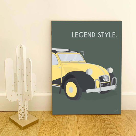 Affiche 2CV vintage – décoration murale inspirée de la célèbre Citroën 2CV et de l’esprit rétro français.