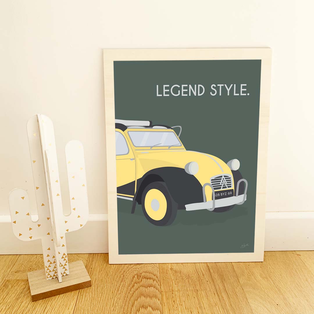 Affiche 2CV vintage – décoration murale inspirée de la célèbre Citroën 2CV et de l’esprit rétro français.