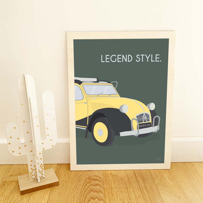Affiche 2CV vintage – décoration murale inspirée de la célèbre Citroën 2CV et de l’esprit rétro français.