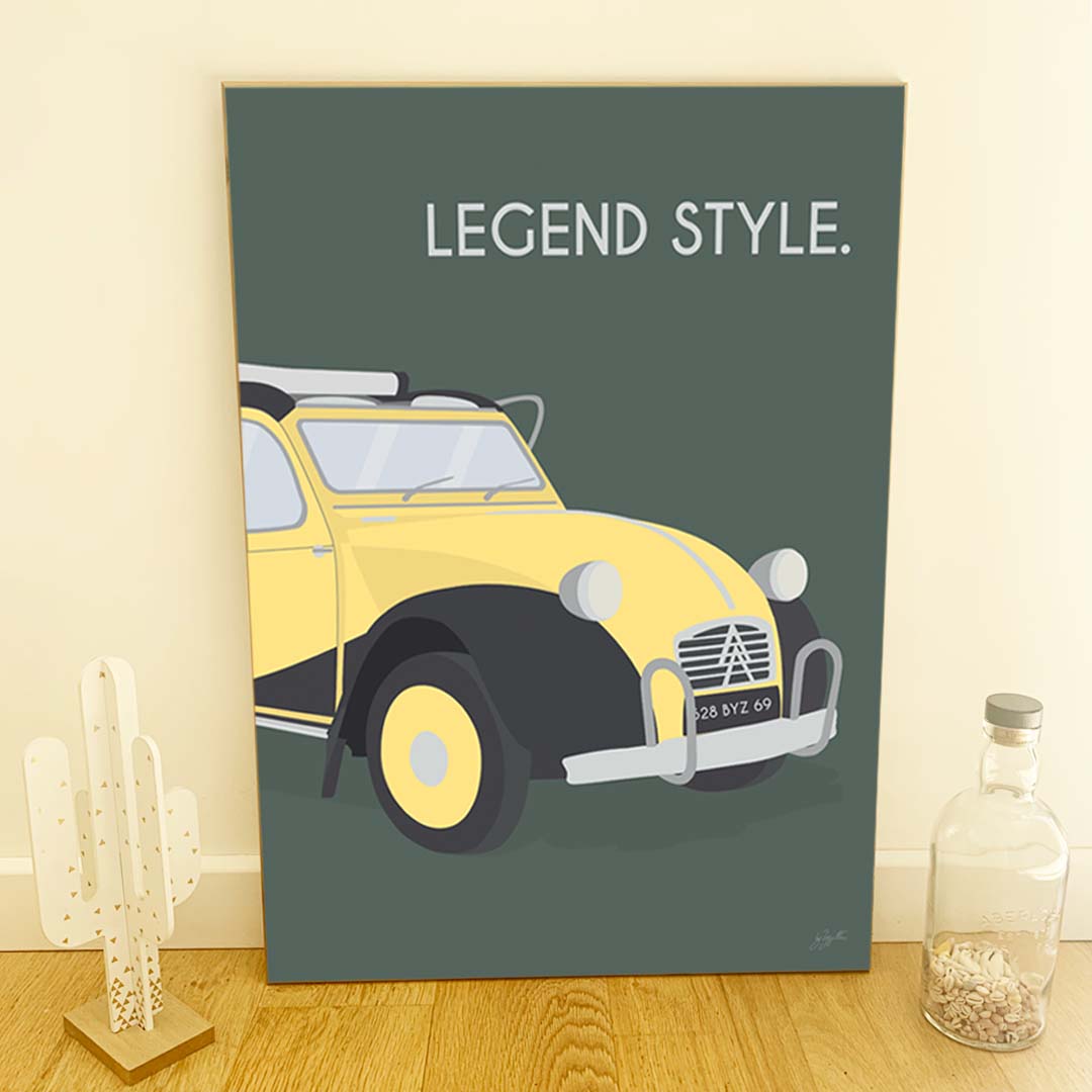 Affiche 2CV vintage – décoration murale inspirée de la célèbre Citroën 2CV et de l’esprit rétro français.